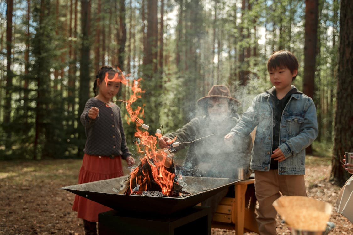 Photo of a Family Roasting Marshmallows on a Campfire · Free Stock Photo