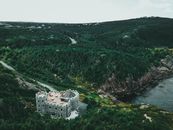 An Aerial Shot of the Logy Bay Castle in Canada