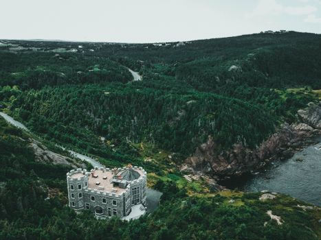 

An Aerial Shot of the Logy Bay Castle in Canada