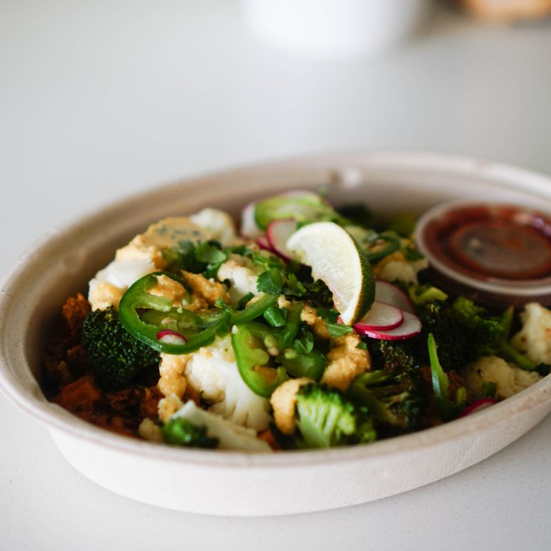 Charred Cauliflower Couscous with Lime Crema and Cotija