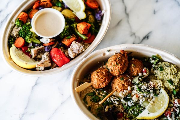 Two Mediterranean grain bowls with vegetables — photo by Loren Castillo on Pexels