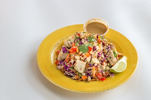 Free Colorful salad with lime and dressing, perfect for healthy eating. Stock Photo