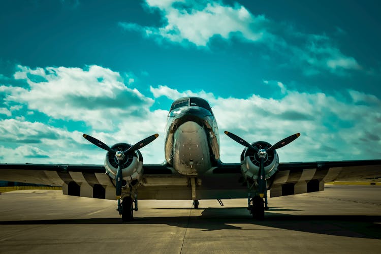 Close-up Of A Douglas C-47 Skytrain On The Runway