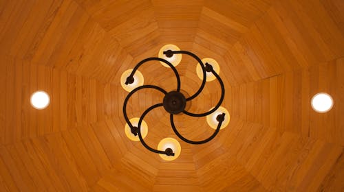 Wooden Ceiling with Chandelier