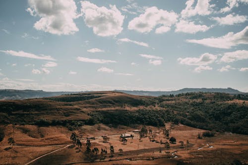 Foto profissional grátis de árvores verdes, céu azul, cordilheiras