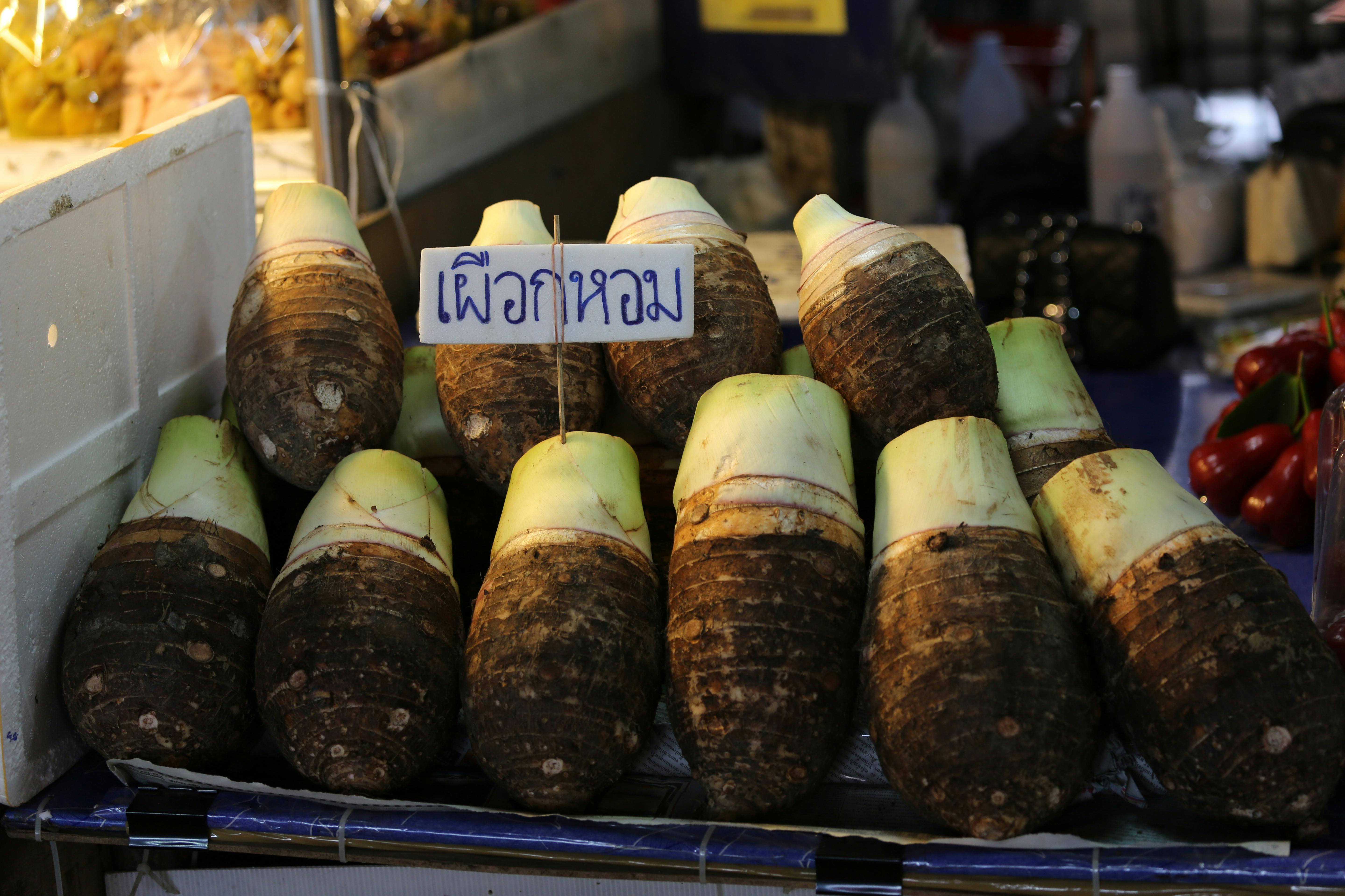 pile of taro in the market