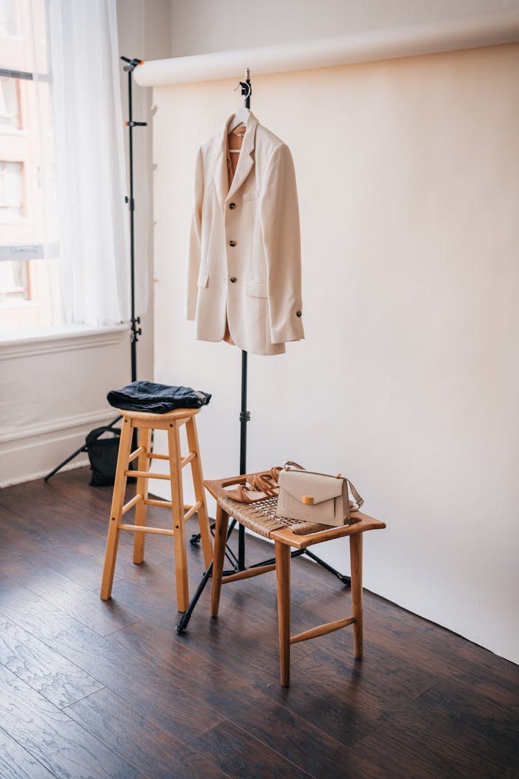 A Blazer Hanging On A Clothes Hanger