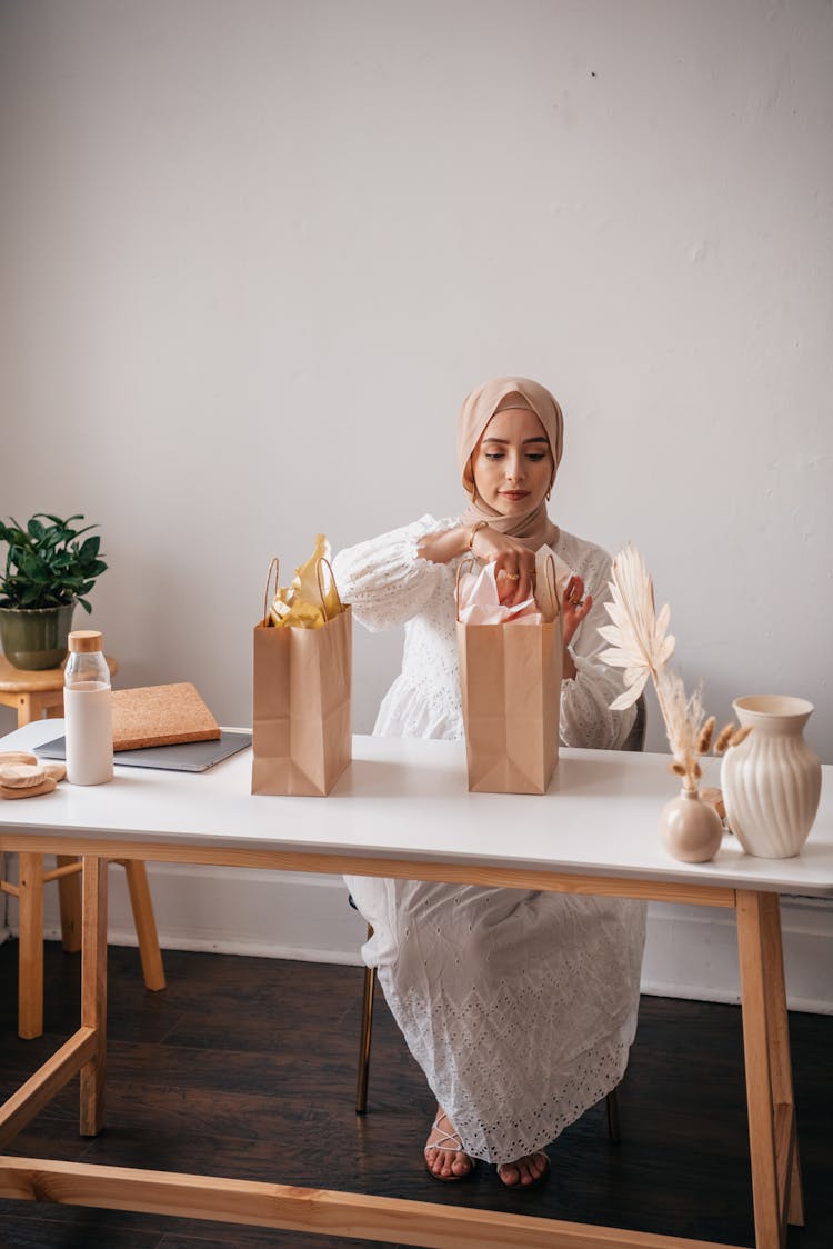 Blogger Unpacking Shopping Bags