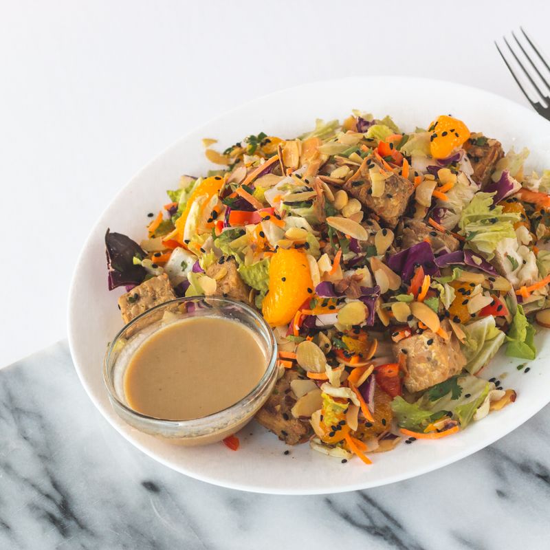 Mandarin Orange Avocado Salad with Ginger-Sesame Dressing