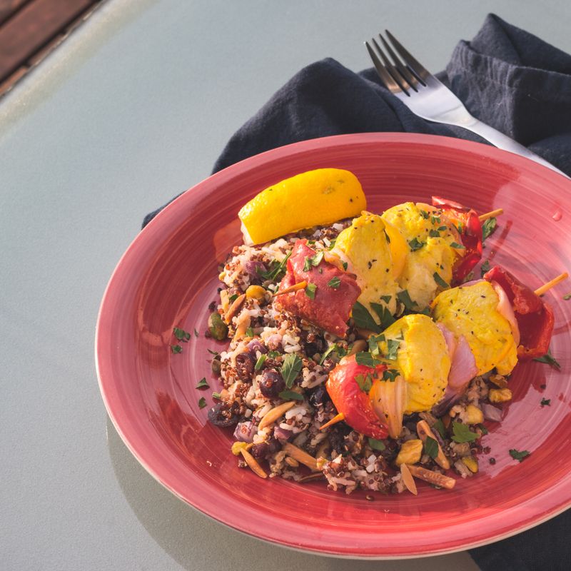 Quick Ground Turkey and Vegetable Skewers
