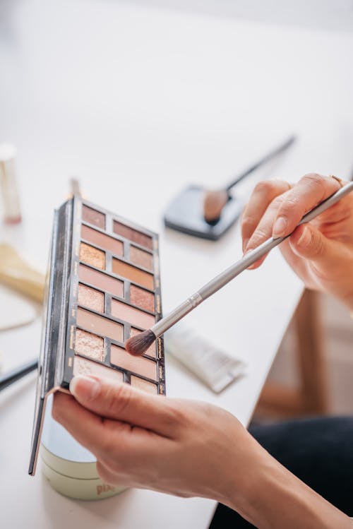 A Person Holding an Eyeshadow Makeup