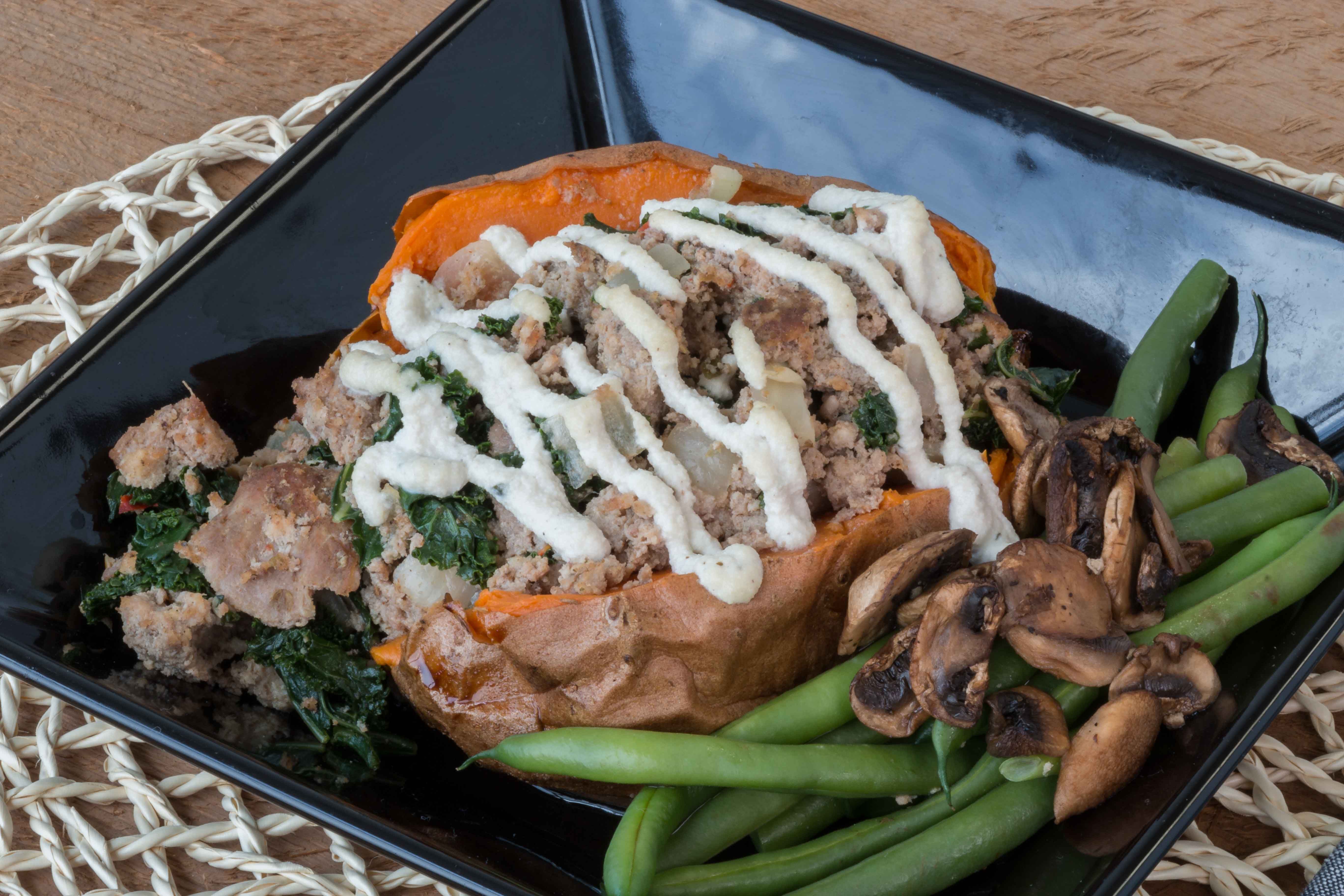Baked Sweet Potato and Black Bean Gyro with Chipotle Mayo