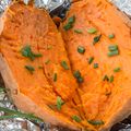 Roasted sweet potato with chives, photo by Loren Castillo on Pexels