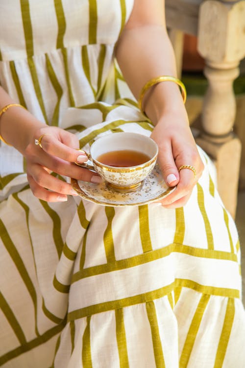Free Person Holding Ceramic Teacup Stock Photo