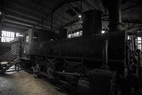 Free stock photo of dark, desaturated, steam locomotive