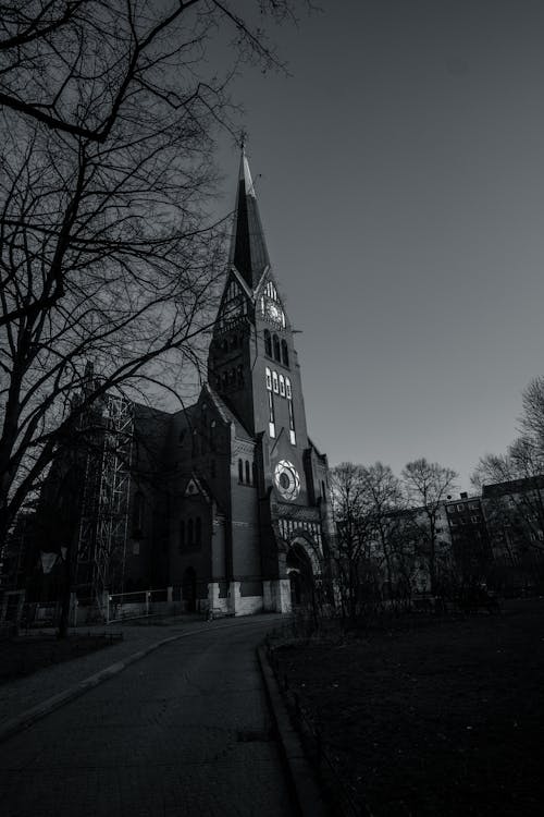 бесплатная Фотография собора в оттенках серого Стоковое фото