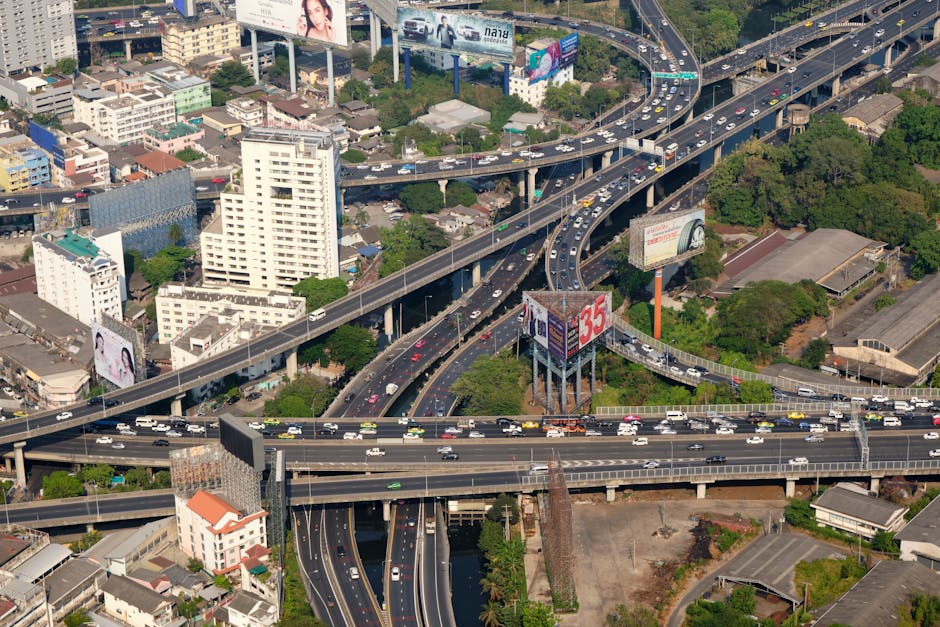 Busy Austin intersection showing I-35 traffic congestion - Austin catastrophic injury lawyer