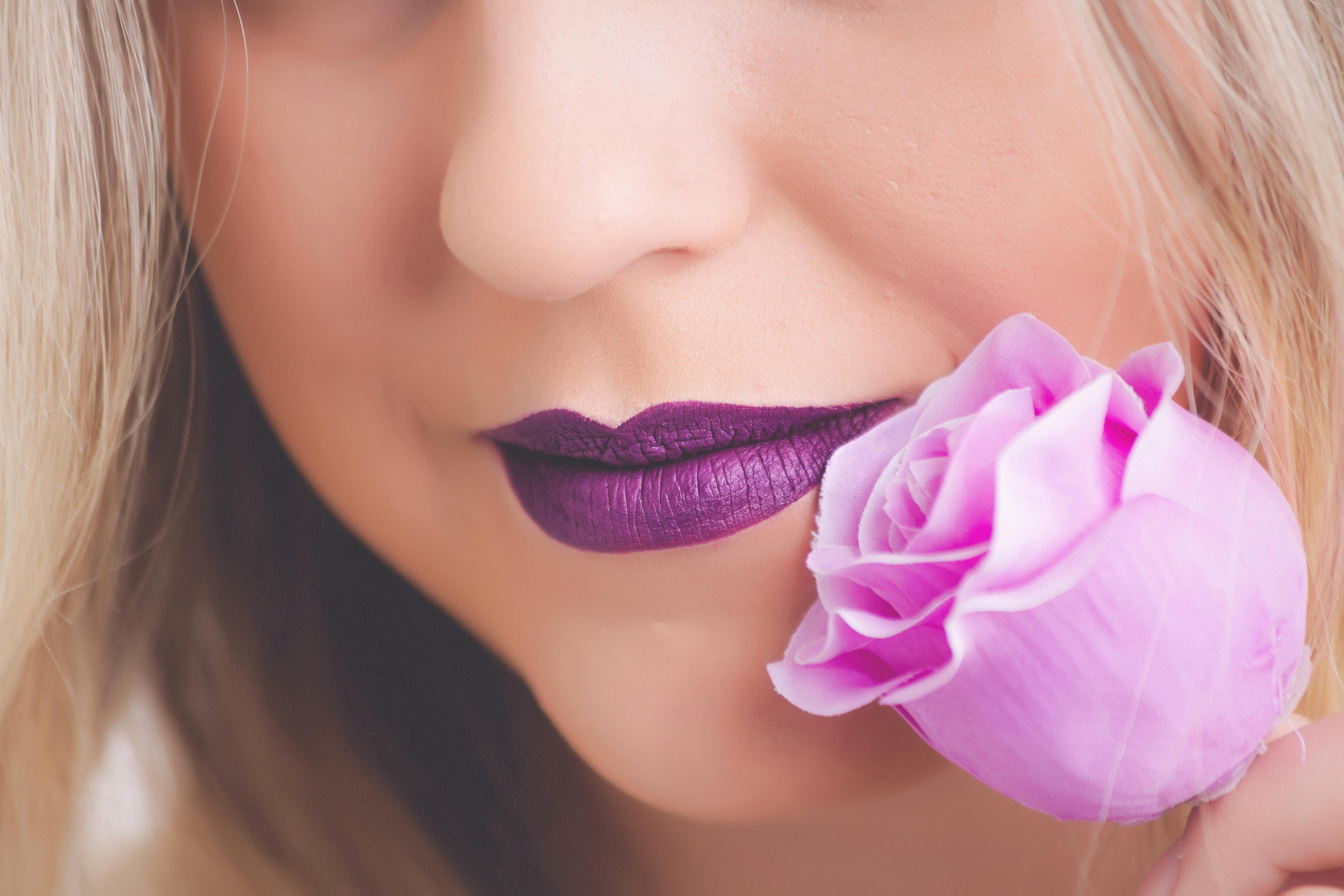 Woman Wearing Gray Halter-neckline Top Holding Red Lipstick \u00b7 Free ...