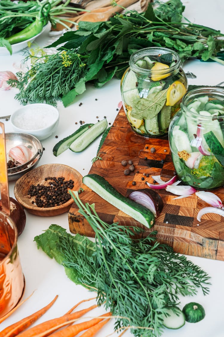 Assorted Green Vegetables And Spices 