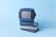 Blue and White Crt Tv