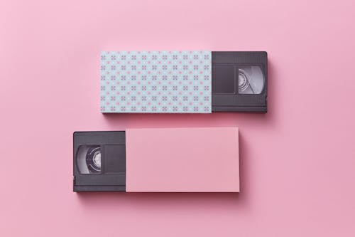 Classic Videotapes With Pink Background