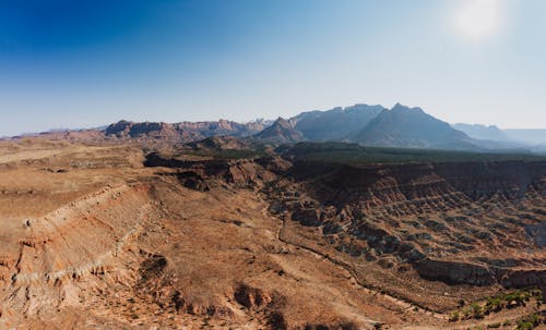 Brown Rock Mountains Under the Blue Sky