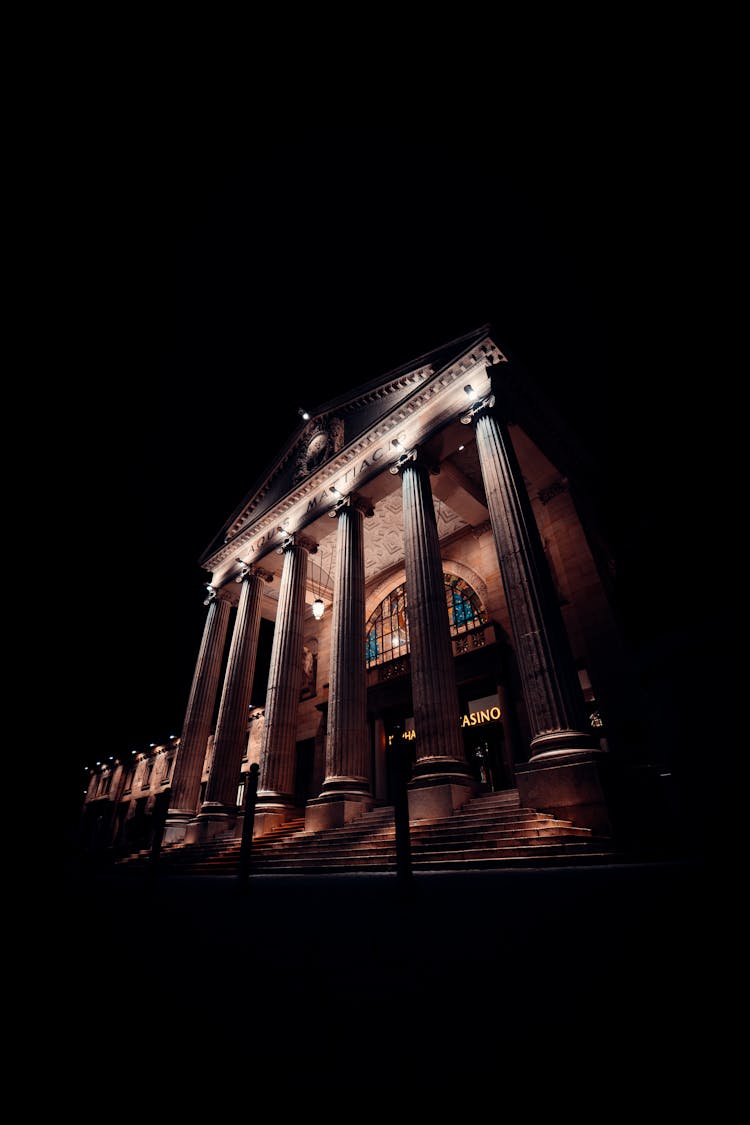 Facade Of Casino Illuminated At Night