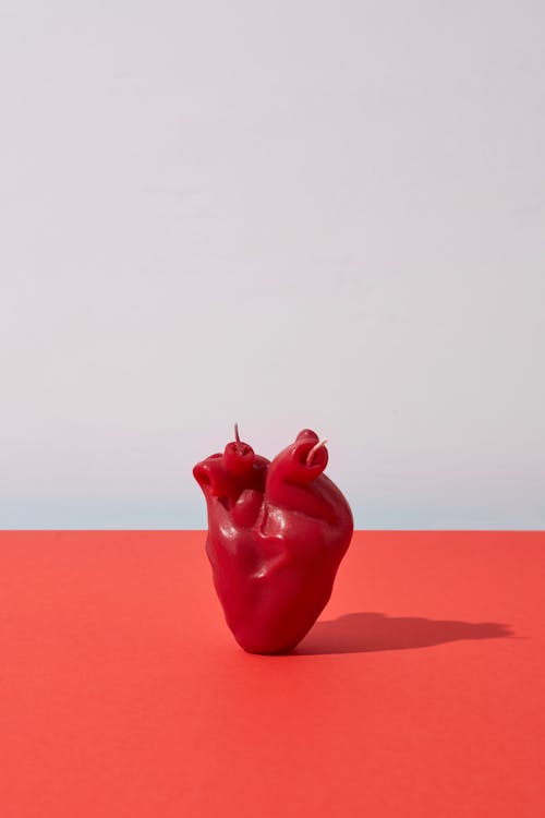 Photograph of a Red Heart Candle