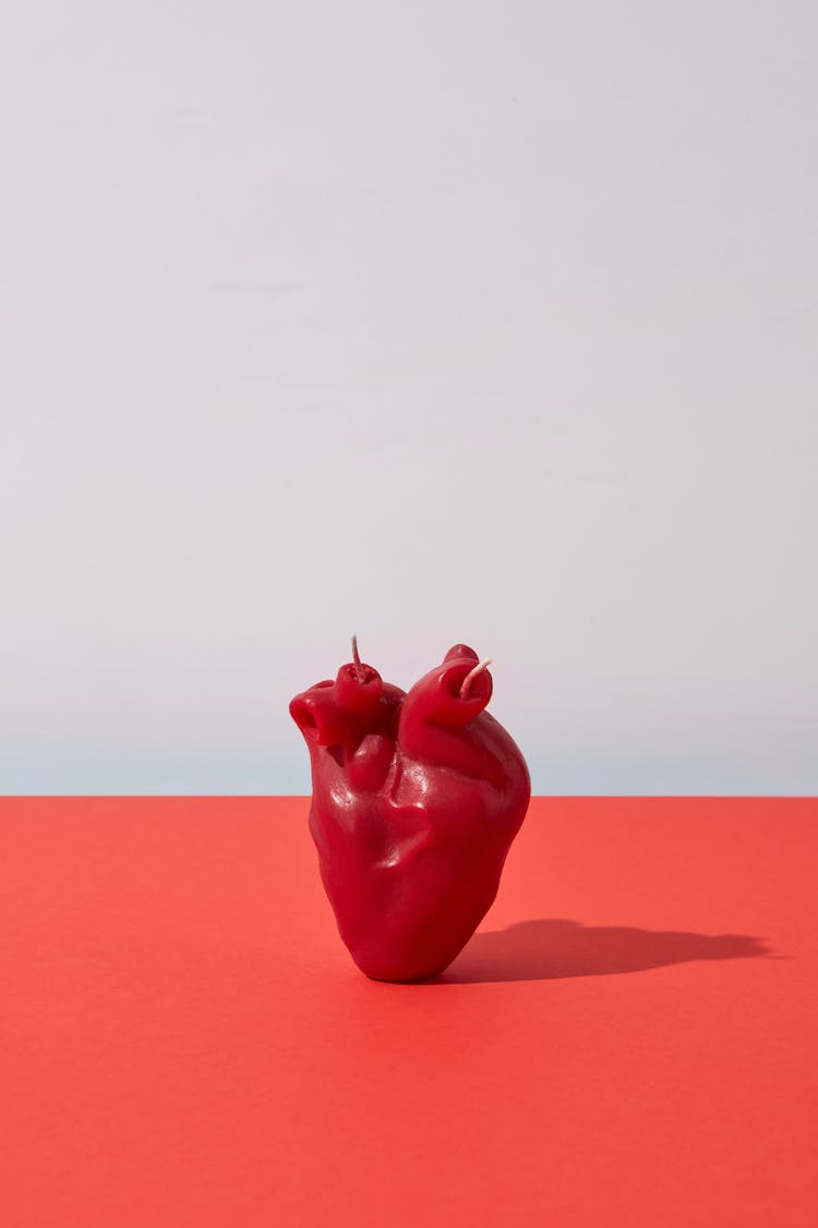 Photograph Of A Red Heart Candle