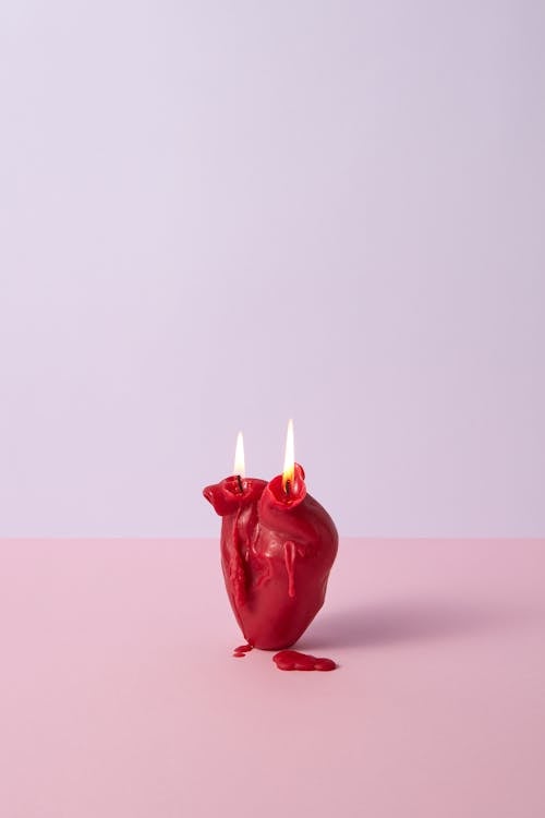 A Lighted Heart Candle