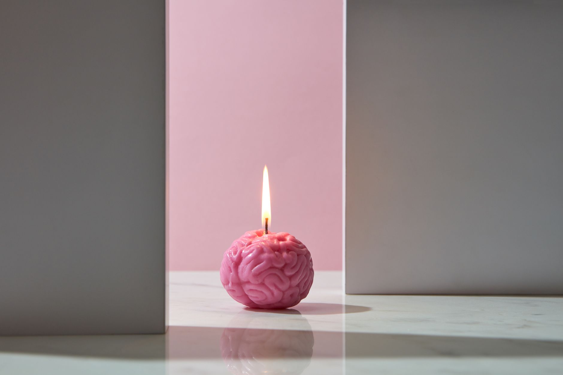 Brain-shaped candle symbolizing brain health