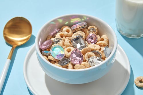 Gems on a Cereal in a Bowl
