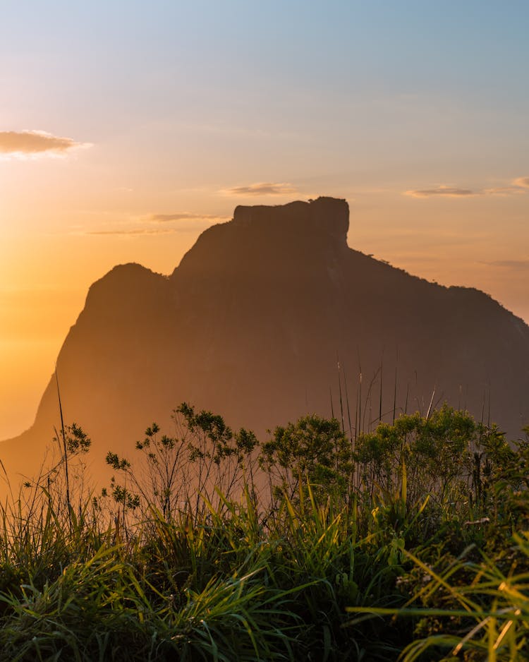 Mountain Silhouette On Sunset