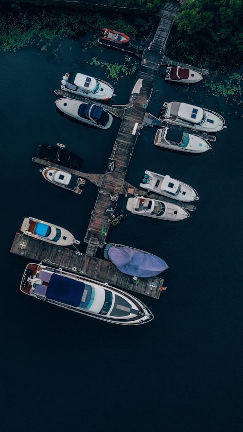 Drone Shot of Boats on a Dock