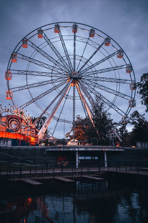 Photograph of a White Ferris Wheel