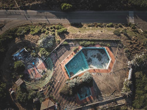 Aerial Photography of an Abandoned Pool 