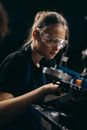 Woman in Black Shirt Wearing Eyeglasses