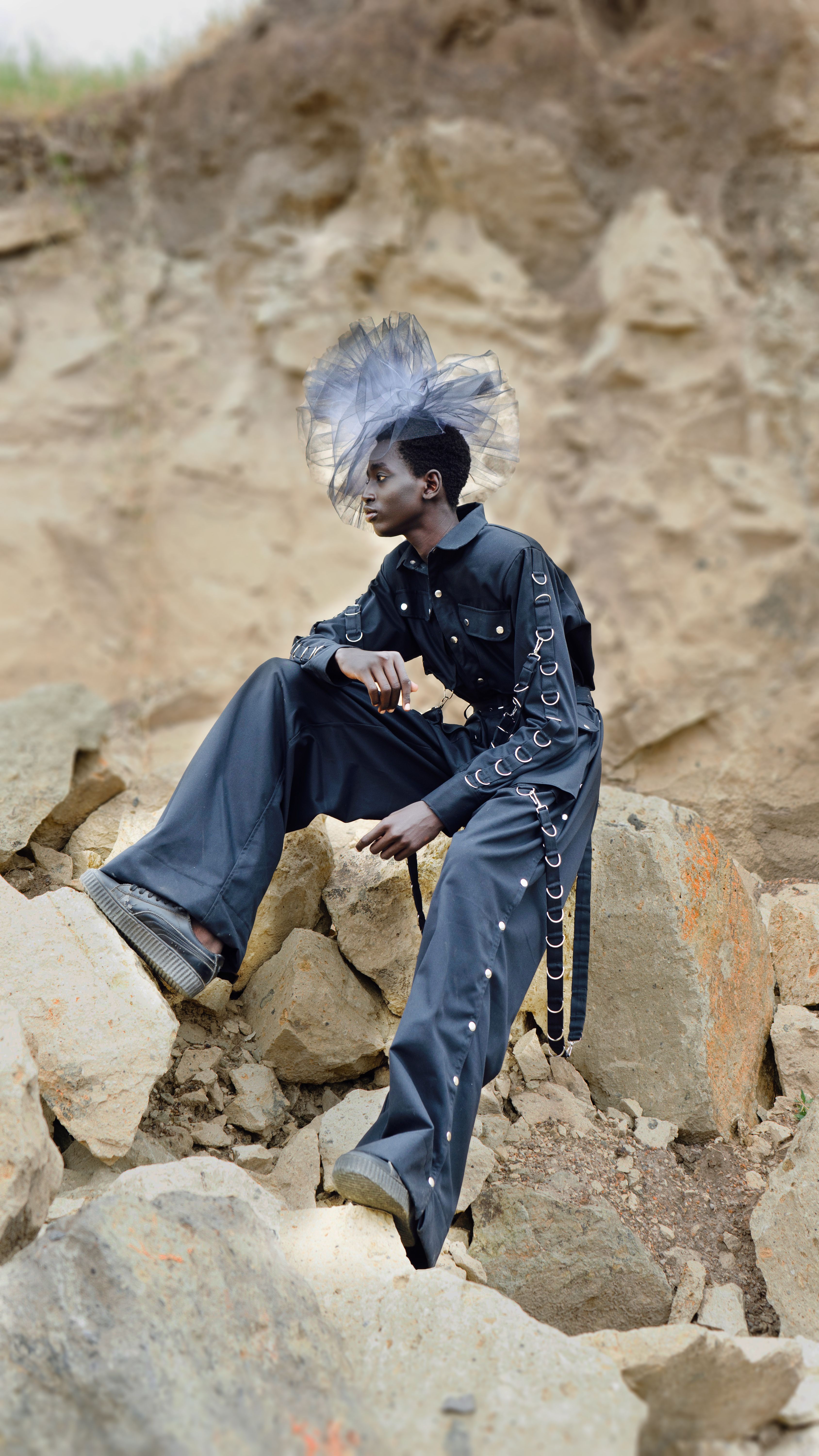 Black Hardware Shirt Wide-Leg Pants