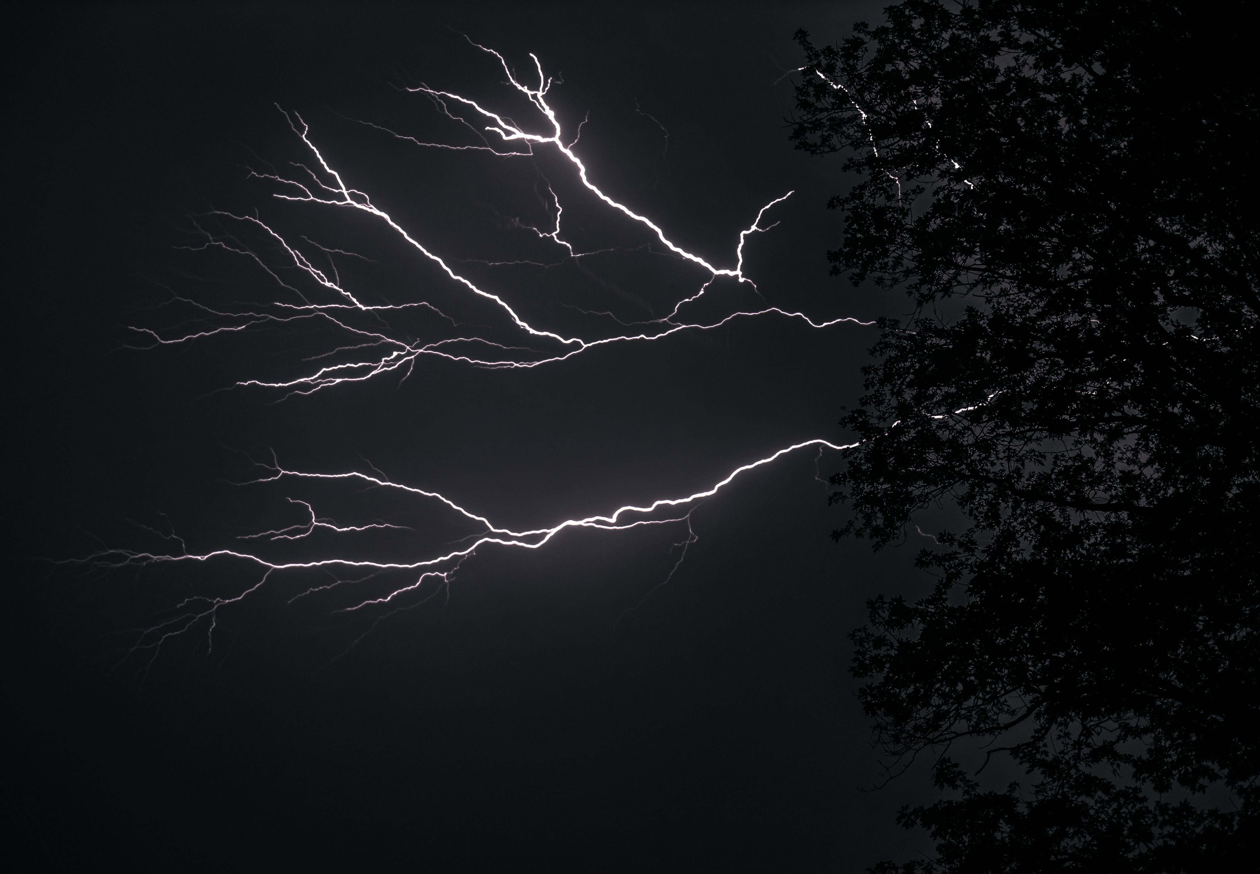 lightning strikes during night