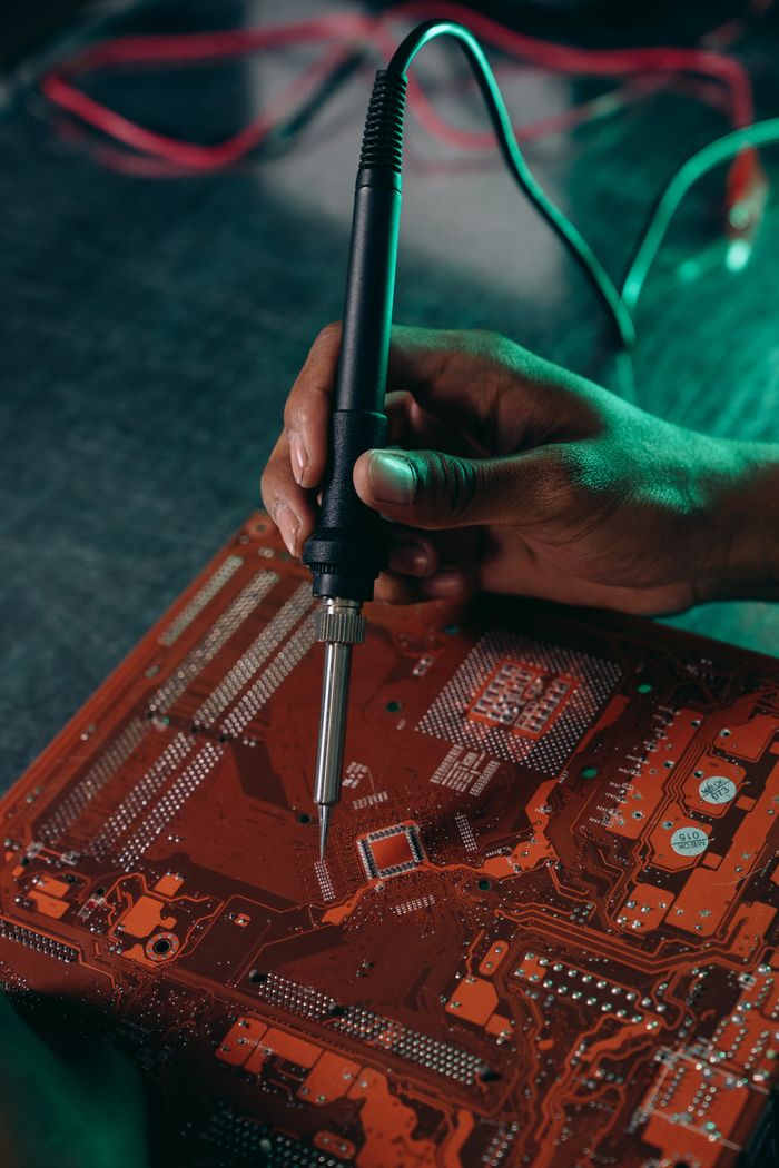 Soldering at the electronics bench