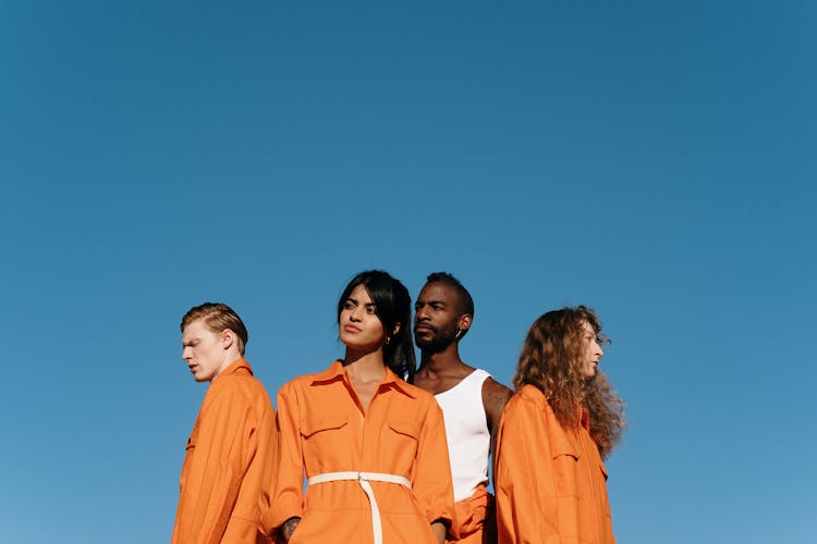 A Group Of Prisoners Standing