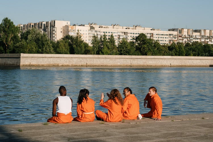 Inmates Sitting At The Novo Smolenskaya Embankment