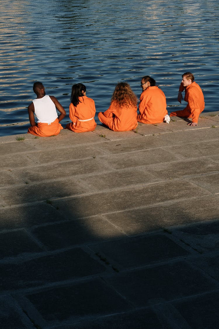 Inmates Sitting At The Novo Smolenskaya Embankment