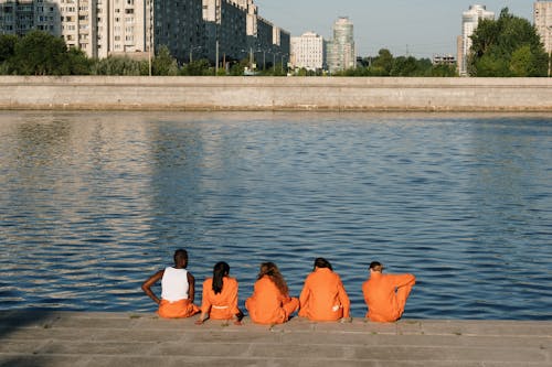 Inmates Sitting at the Novo Smolenskaya Embankment
