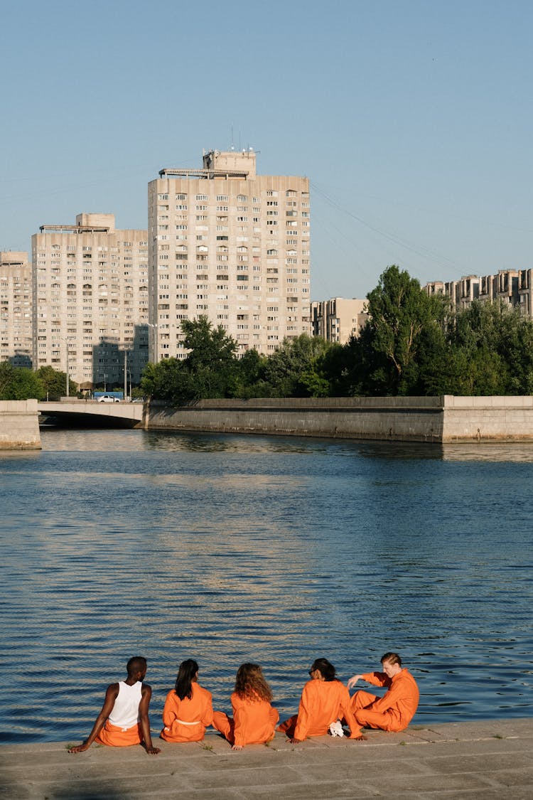 Inmates Sitting At The Novo Smolenskaya Embankment