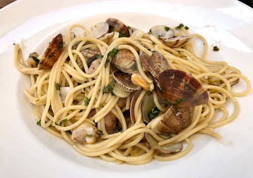 Close-up of Pasta Dish Made with Clams