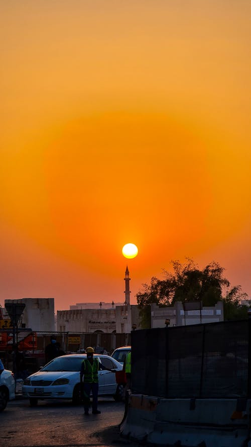 Základová fotografie zdarma na téma městská silnice, qatar, zlatý západ slunce