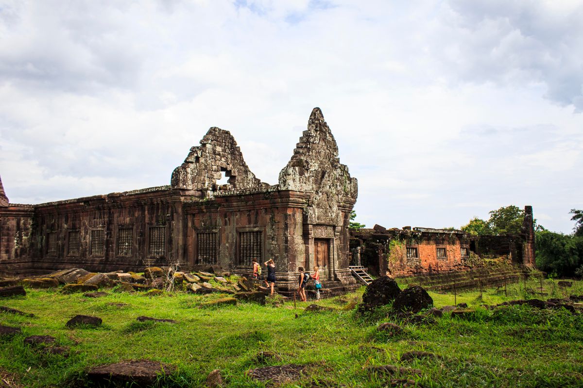 Ancient stone ruins of Wat Phou temple, Champasak, southern Laos