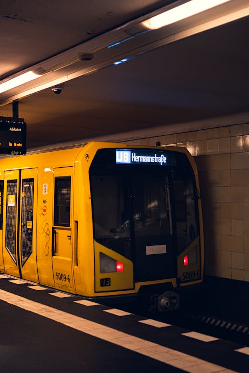 Yellow Subway Train at the Station