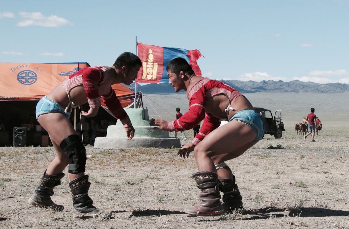 Naadam Wrestling action